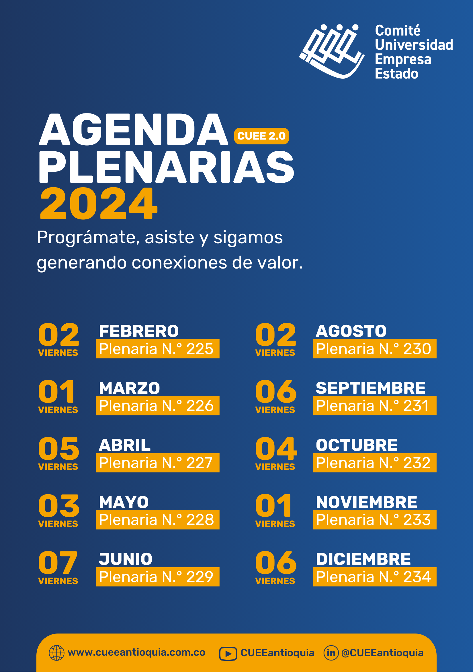 Agenda anual plenarias CUEE 2024